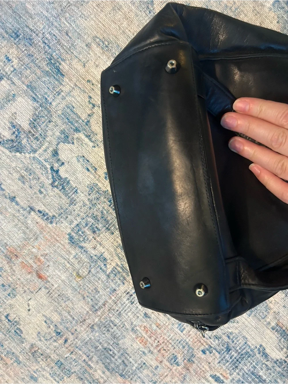 Gorgeous Perlina Black Leather Sling Backpack